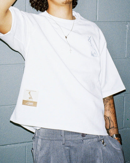 WAFFLE KNIT TEE - TRIPLE WHITE