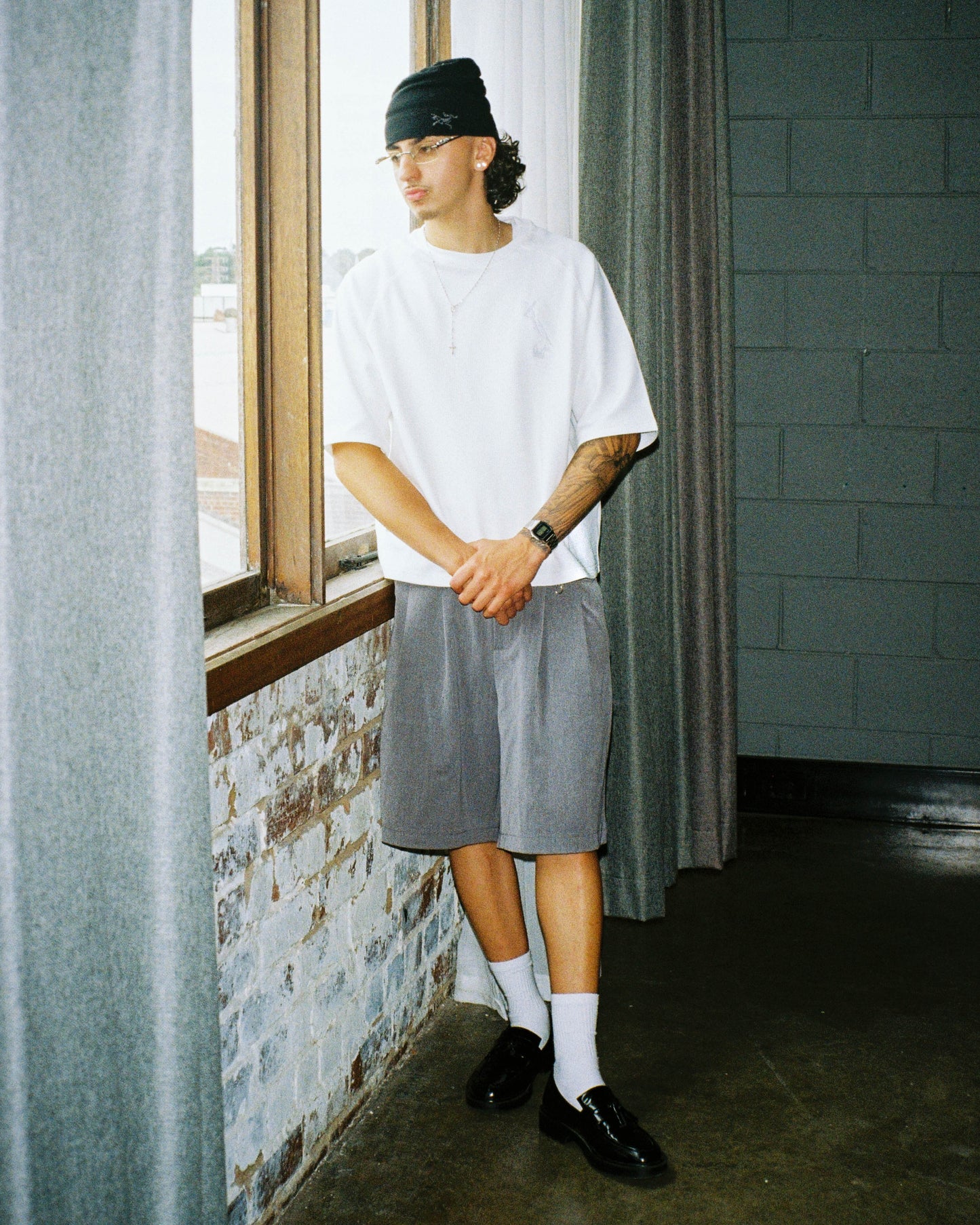 WAFFLE KNIT TEE - TRIPLE WHITE