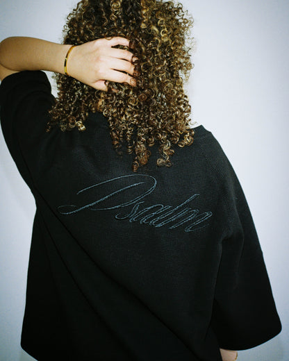 WAFFLE KNIT TEE - TRIPLE BLACK
